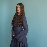 Deep Blue Pleated Top