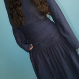 Deep Blue Pleated Top