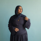 Deep Blue Pleated Top