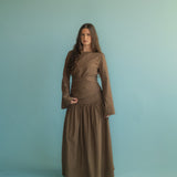 Truffle Brown Pleated Skirt