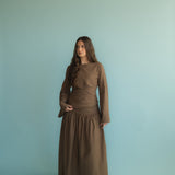 Truffle Brown Pleated Skirt