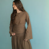 Truffle Brown Pleated Top