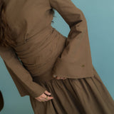 Truffle Brown Pleated Top