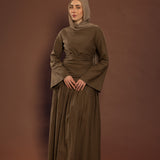 Truffle Brown Pleated Top