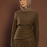 Truffle Brown Pleated Top